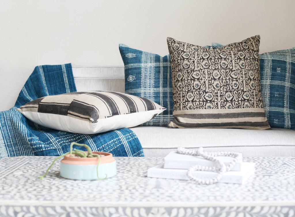 Indigo and best sale white throw pillows
