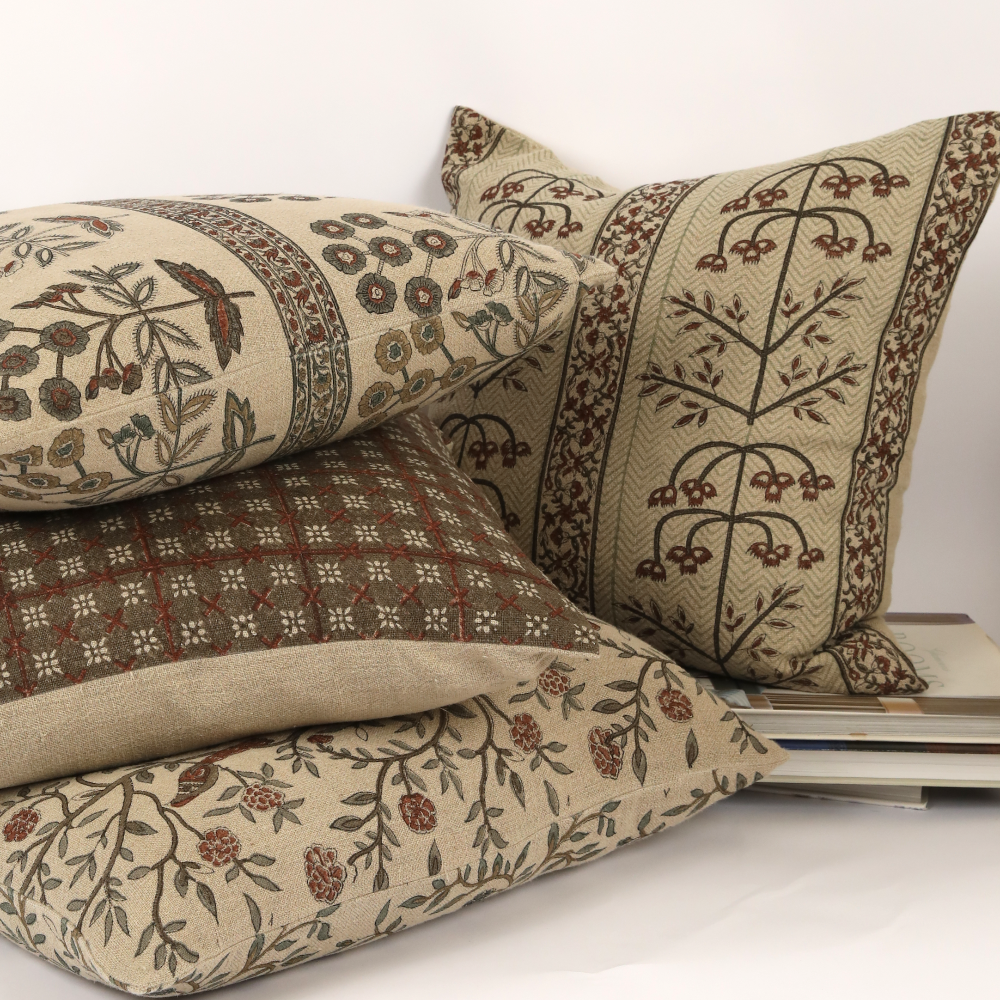 Nete Ruby Block Print Pillow Filling Spaces