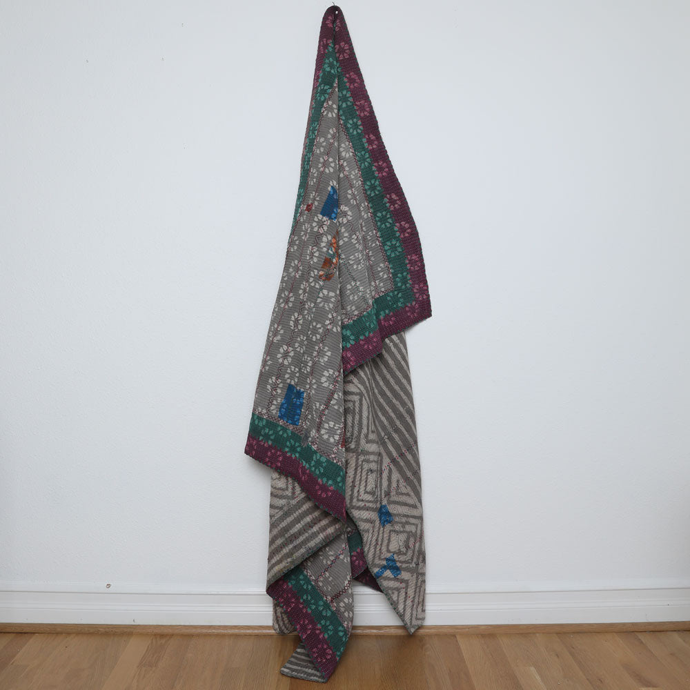 Peonies Kantha Quilt