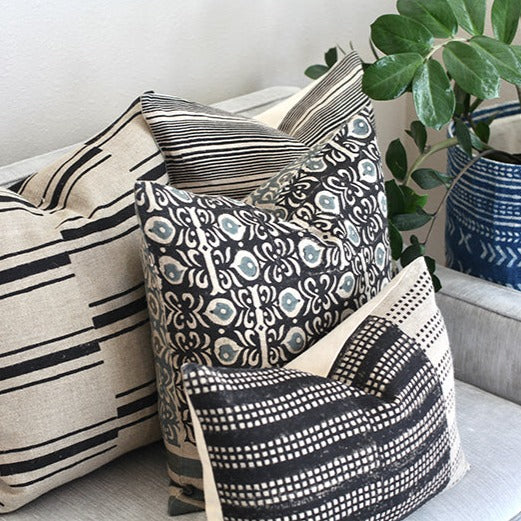 contemporary geometric and floral pillows