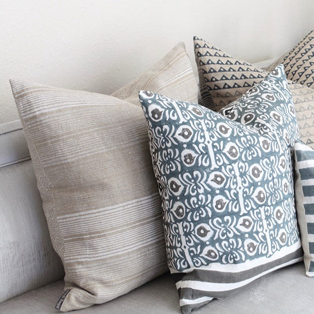 contemporary geometric and floral pillows