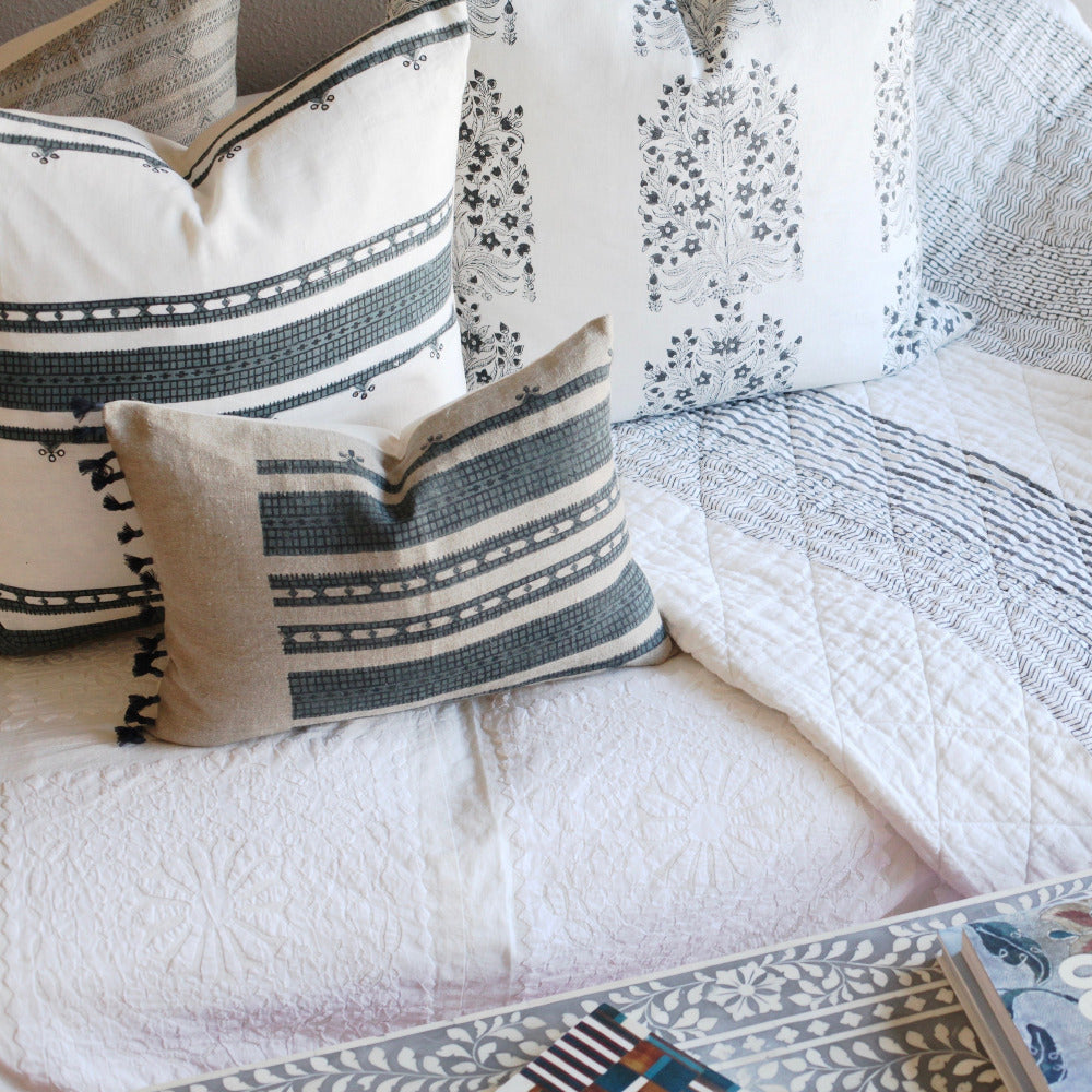 modern striped and floral pillows