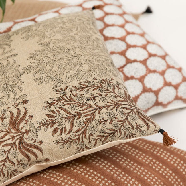 block printed throw pillows