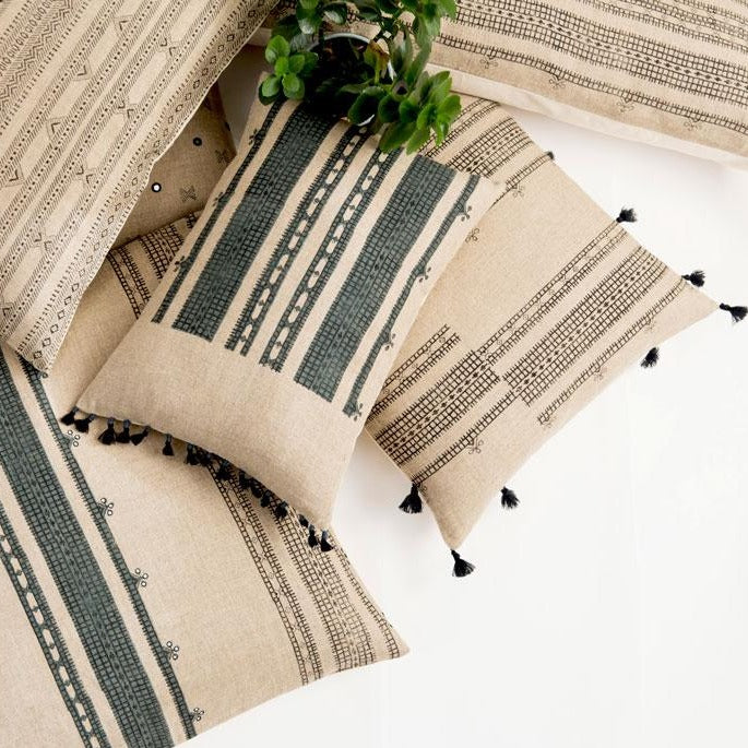 Hand block printed pillows tribal pattern