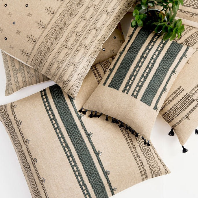 tribal pattern linen throw pillows