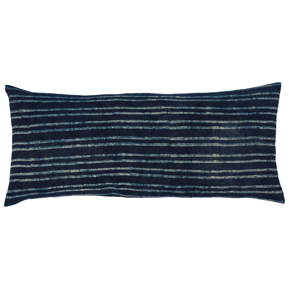 Stripe Indigo boho lumbar pillow