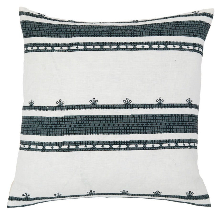 Toda Teal linen stripe throw pillow