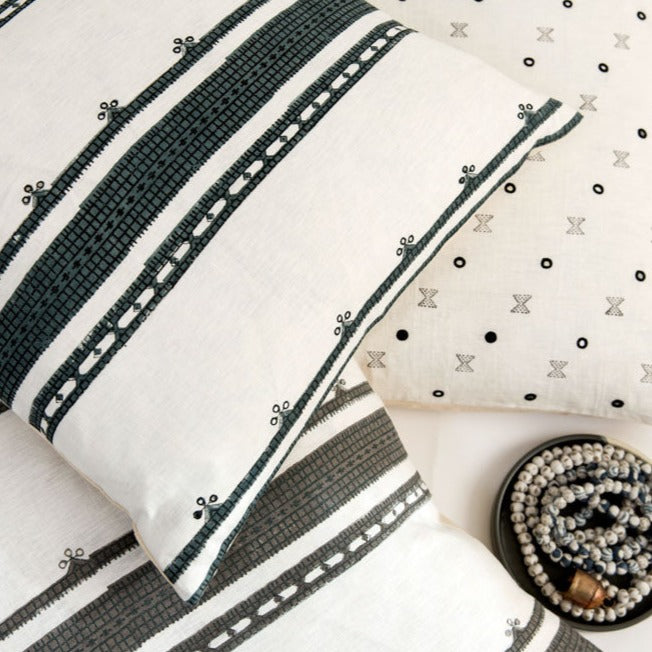 block printed pillows Tribal Story collection